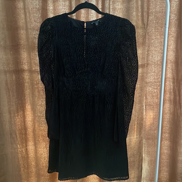 Express Velvet Puff Sleeve Fit and Flare Dress - Picture 5 of 7